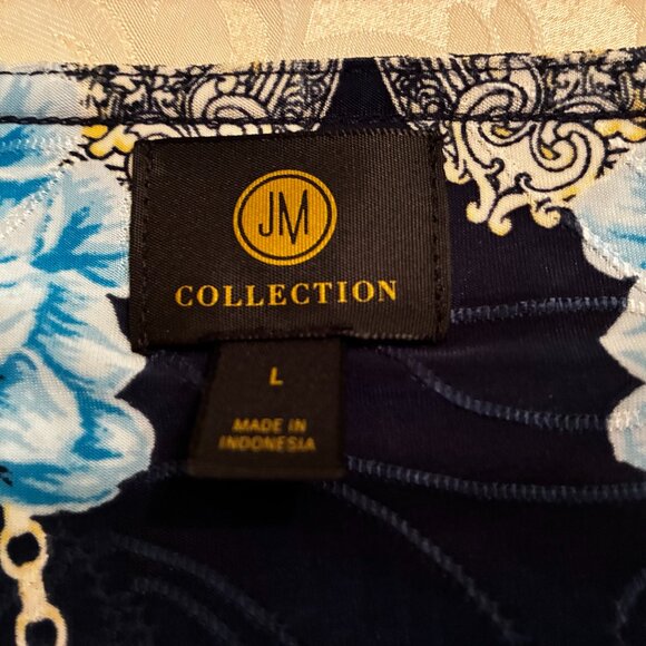 JM Collection Women's Printed Jacquard Long Sleeve Top; Size Large - Picture 5 of 6